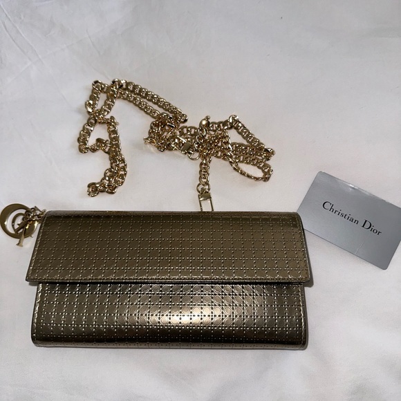 Dior metallic gold Wallet on Chain - Picture 9 of 12